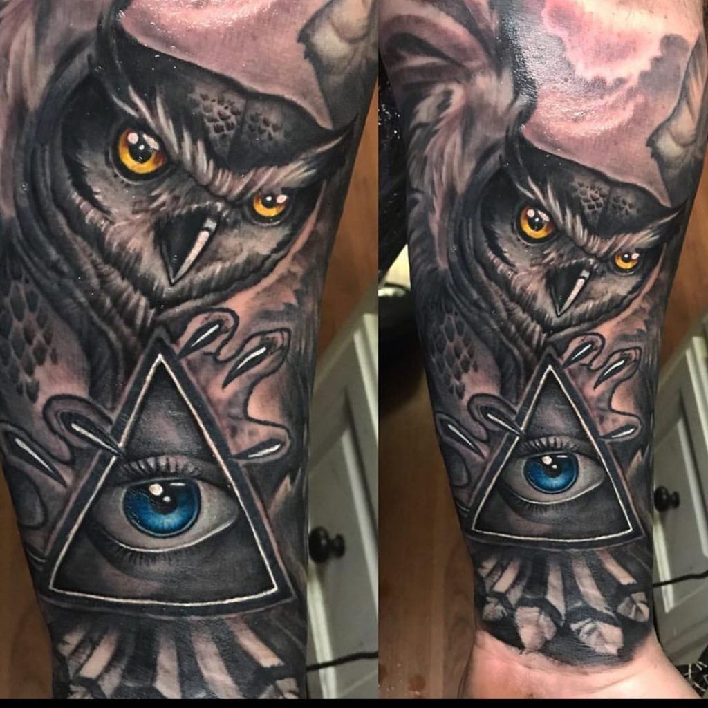 Pure Ink Tattoo - NJ - Ian Shafer - Black Grey Owl Eye Tattoo