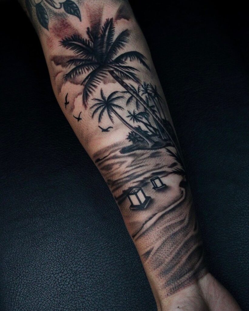 Pure Ink Tattoo - NJ - Tito Rodriguez - Palm Trees Tattoo Pure Ink Tattoo - NJ - Tito Rodriguez - Palm Trees Tattoo
