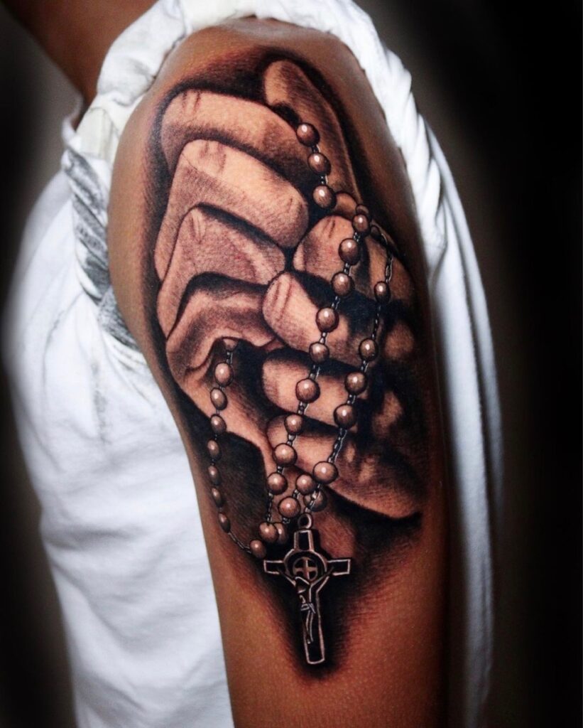 Pure Ink Tattoo - NJ - Tito Rodriguez - Praying Hands Rosary Tattoo Pure Ink Tattoo - NJ - Tito Rodriguez - Praying Hands Rosary Tattoo