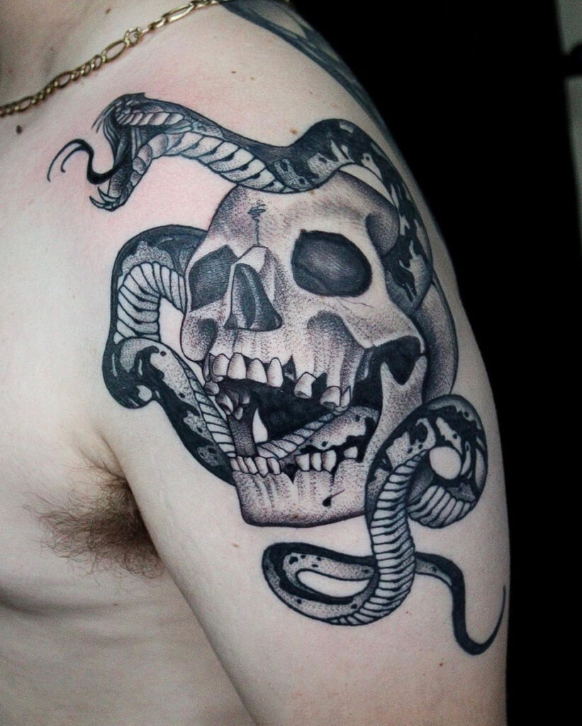 Pure Ink Tattoo - NJ - Tito Rodriguez - Skull Snake Tattoo Pure Ink Tattoo - NJ - Tito Rodriguez - Skull Snake Tattoo