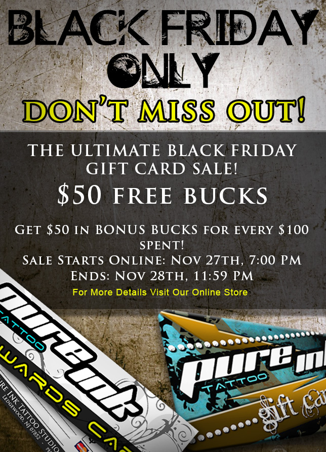 Black Friday Pure Ink Tattoo Sale